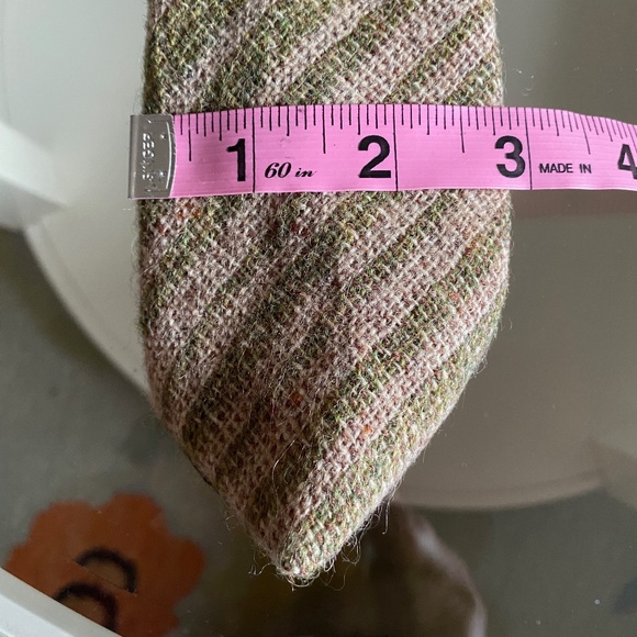 Tweedmill I 70s I Narrow British Green Gray Wool Tie - Picture 7 of 16